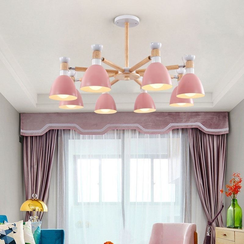 Suspension Macaron nordique, lustre créatif en bois