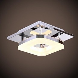 Plafonnier en acrylique moderne à 1 lumière, galvanoplastie en acier inoxydable