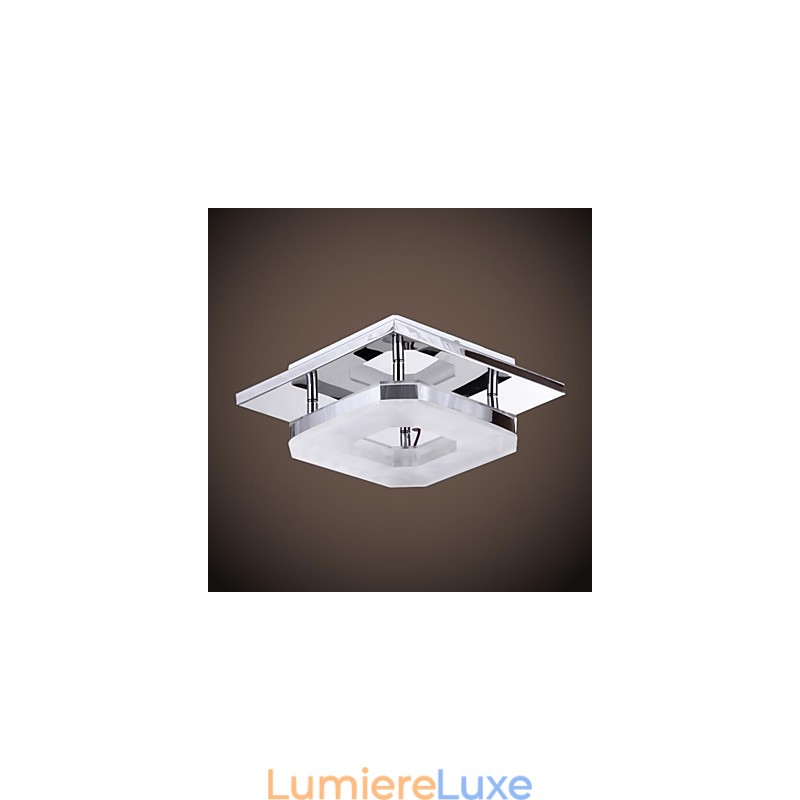 Plafonnier en acrylique moderne à 1 lumière, galvanoplastie en acier inoxydable