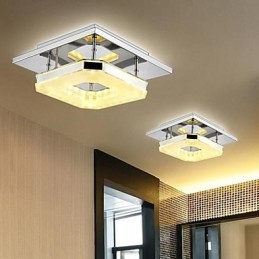 Plafonnier en acrylique moderne à 1 lumière, galvanoplastie en acier inoxydable