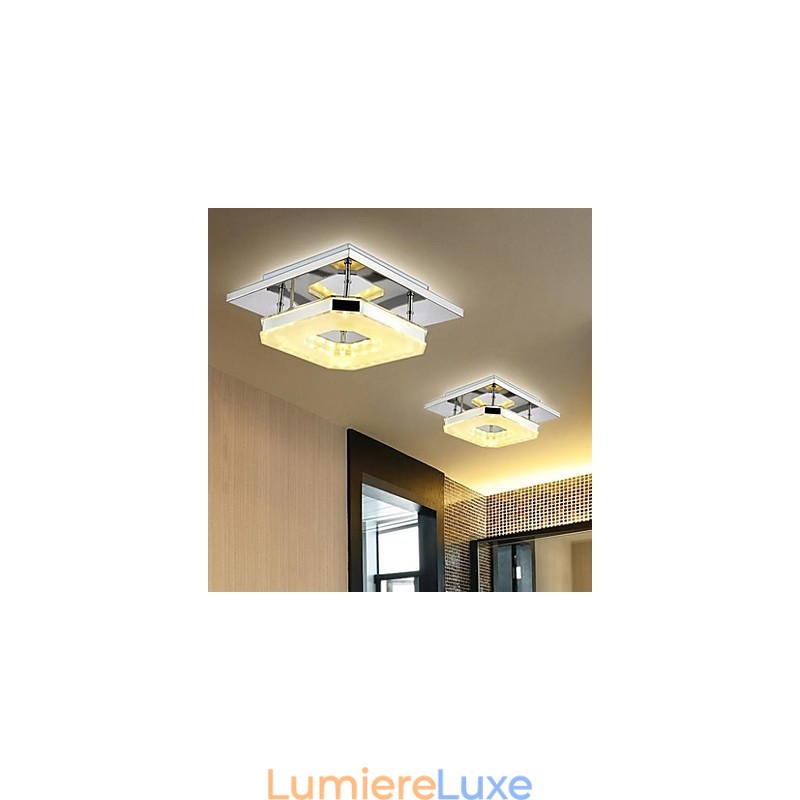 Plafonnier en acrylique moderne à 1 lumière, galvanoplastie en acier inoxydable
