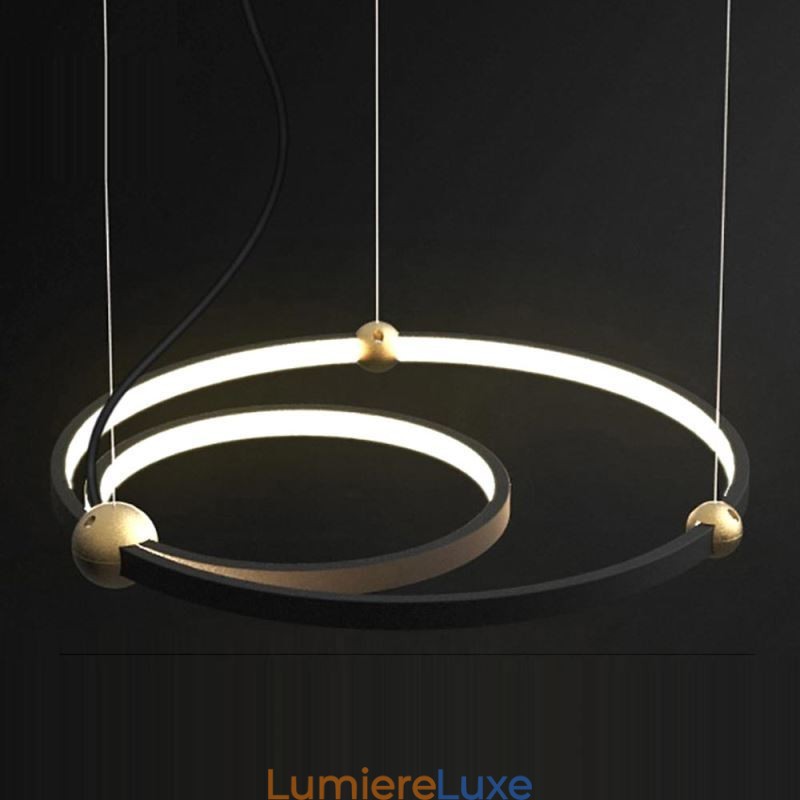 Suspension circulaire noire à 2 anneaux