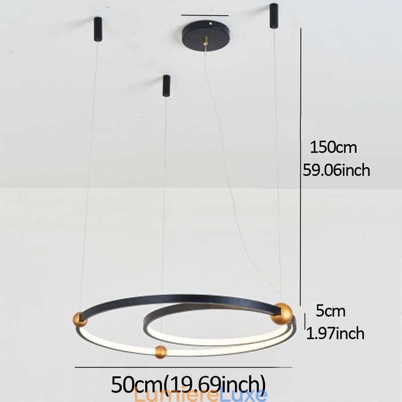 Suspension circulaire noire à 2 anneaux