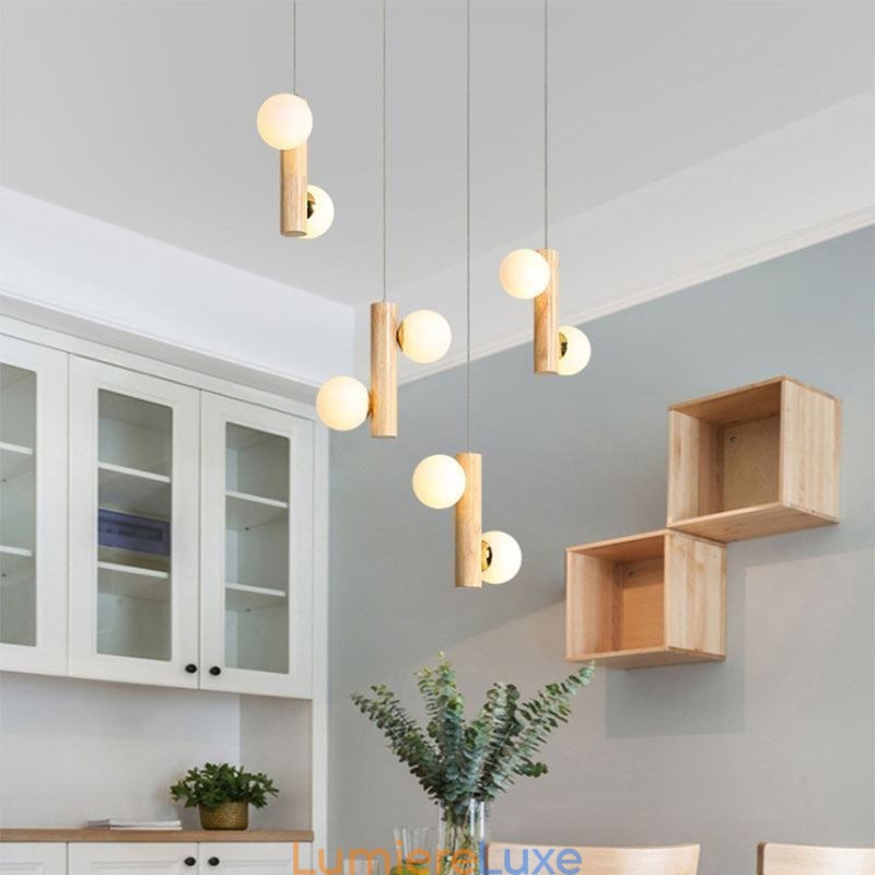 Suspension en bois Magic Bean Cluster Plafonnier Îlot
