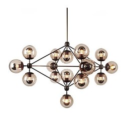 Lustre 15 lumières boules de verre rétro extérieur garage métal
