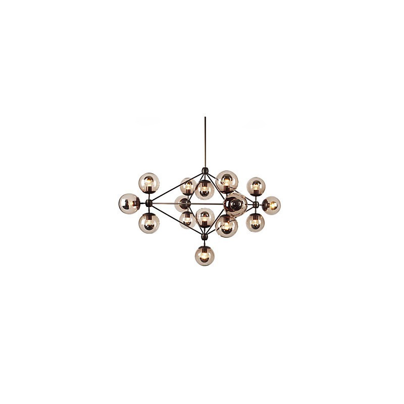 Lustre 15 lumières boules de verre rétro extérieur garage métal