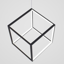 Suspension noire en forme de cube géométrique
