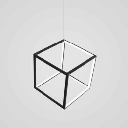 Suspension noire en forme de cube géométrique
