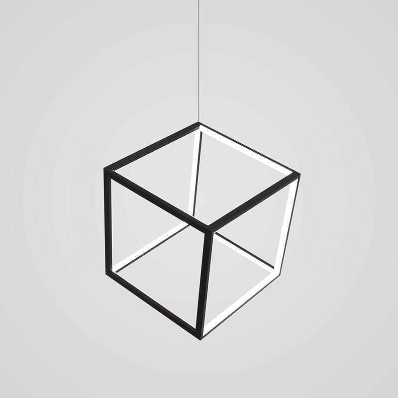 Suspension noire en forme de cube géométrique