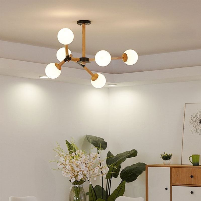 Suspension Nordic Magic Bean, luminaire créatif en bois