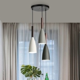 Suspension moderne et simple à trois lumières, luminaire créatif en aluminium pour café