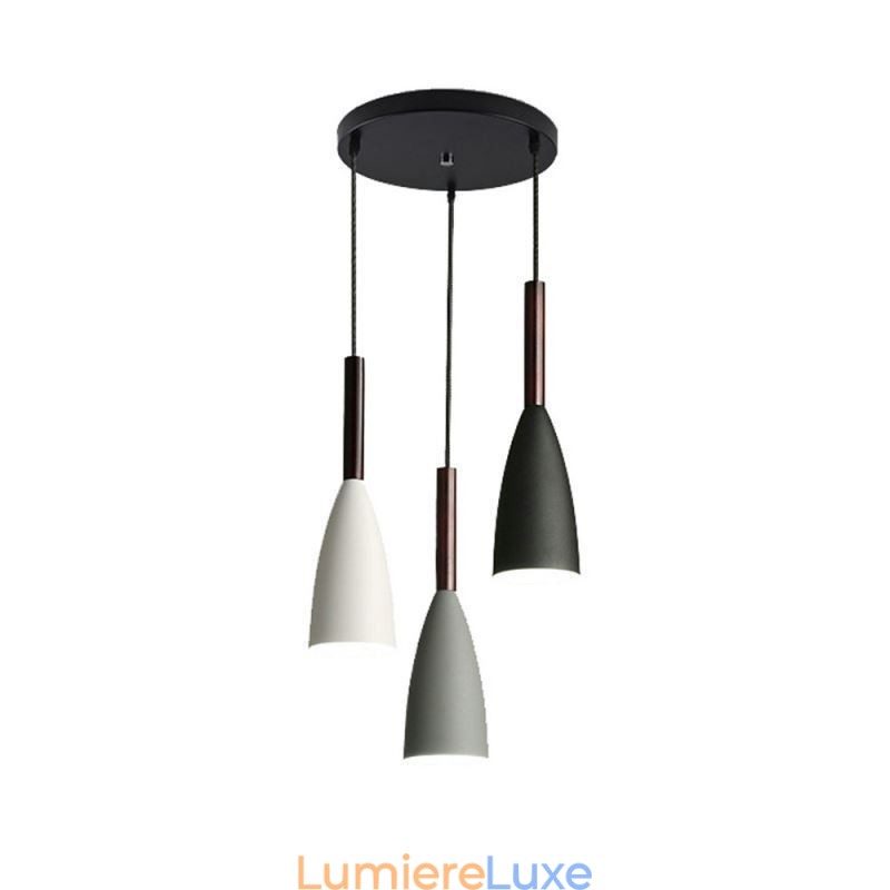 Suspension moderne et simple à trois lumières, luminaire créatif en aluminium pour café