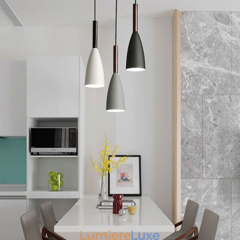 Suspension moderne et simple à trois lumières, luminaire créatif en aluminium pour café