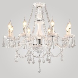 Lustre en cristal blanc moderne à 8 lumières