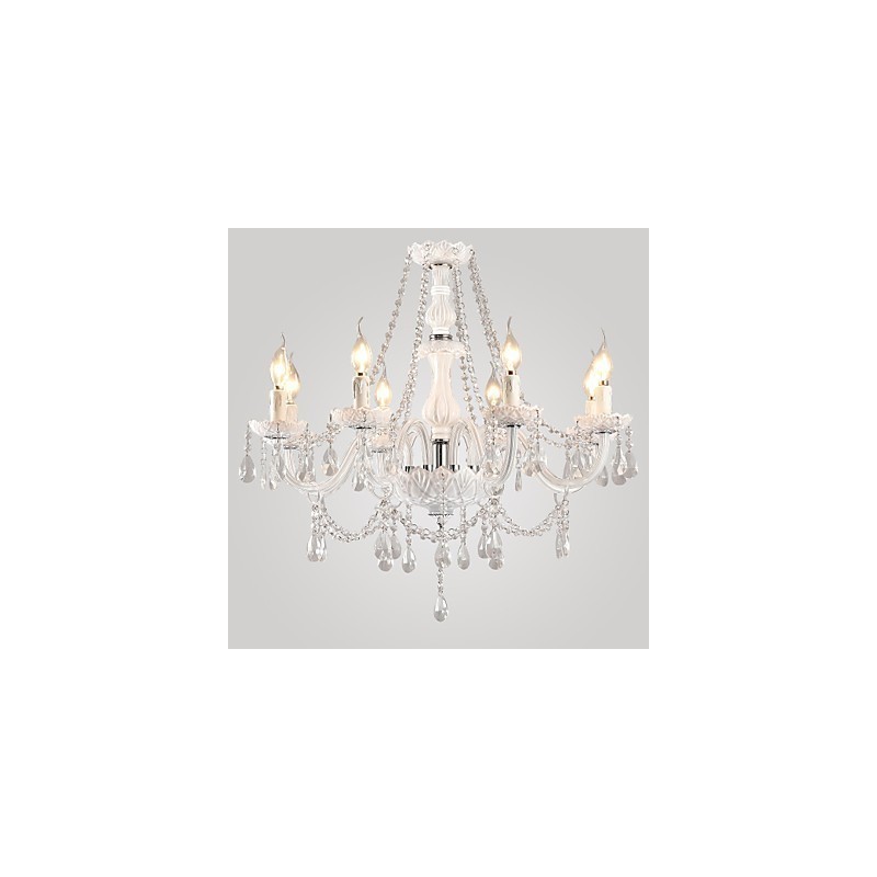 Lustre en cristal blanc moderne à 8 lumières