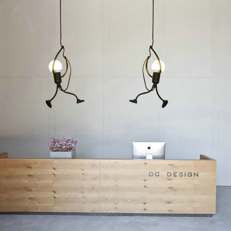 Lampe suspendue moderne et simple en forme de petit bonhomme, lumière créative