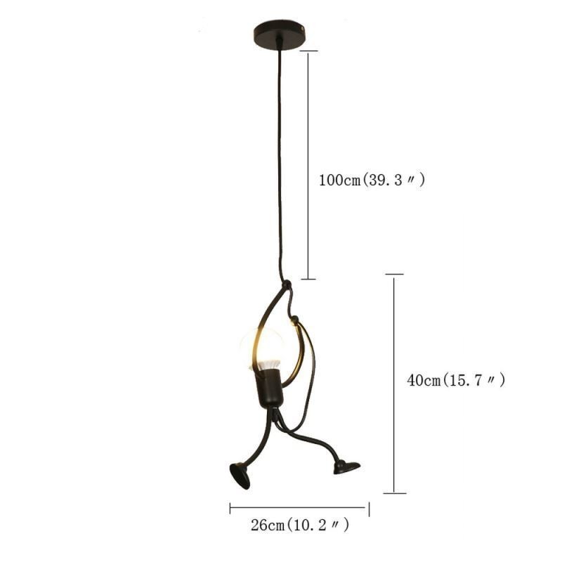 Lampe suspendue moderne et simple en forme de petit bonhomme, lumière créative