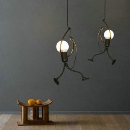 Lampe suspendue moderne et simple en forme de petit bonhomme, lumière créative