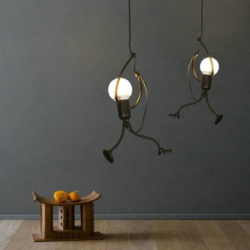 Lampe suspendue moderne et simple en forme de petit bonhomme, lumière créative