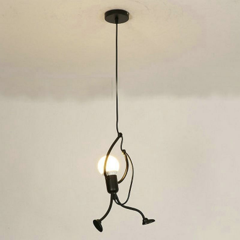 Lampe suspendue moderne et simple en forme de petit bonhomme, lumière créative