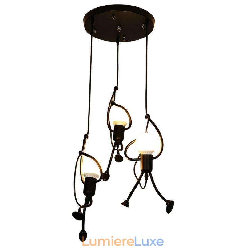 Lampe suspendue moderne et créative en forme de petit bonhomme, luminaire individuel pour la maison