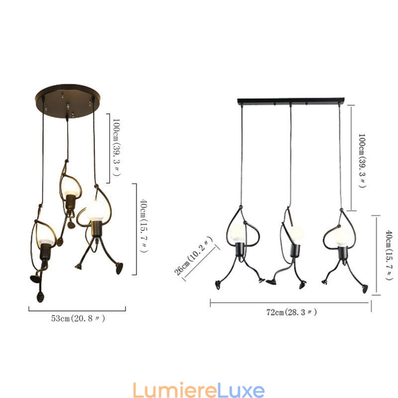 Lampe suspendue moderne et créative en forme de petit bonhomme, luminaire individuel pour la maison