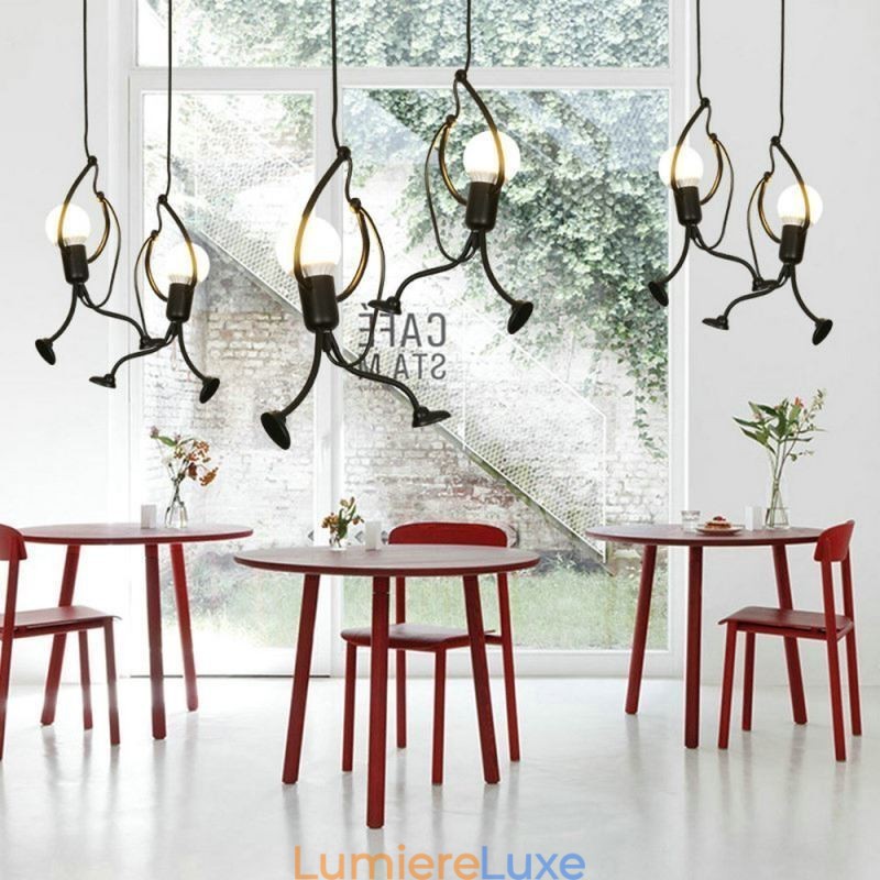Lampe suspendue moderne et créative en forme de petit bonhomme, luminaire individuel pour la maison