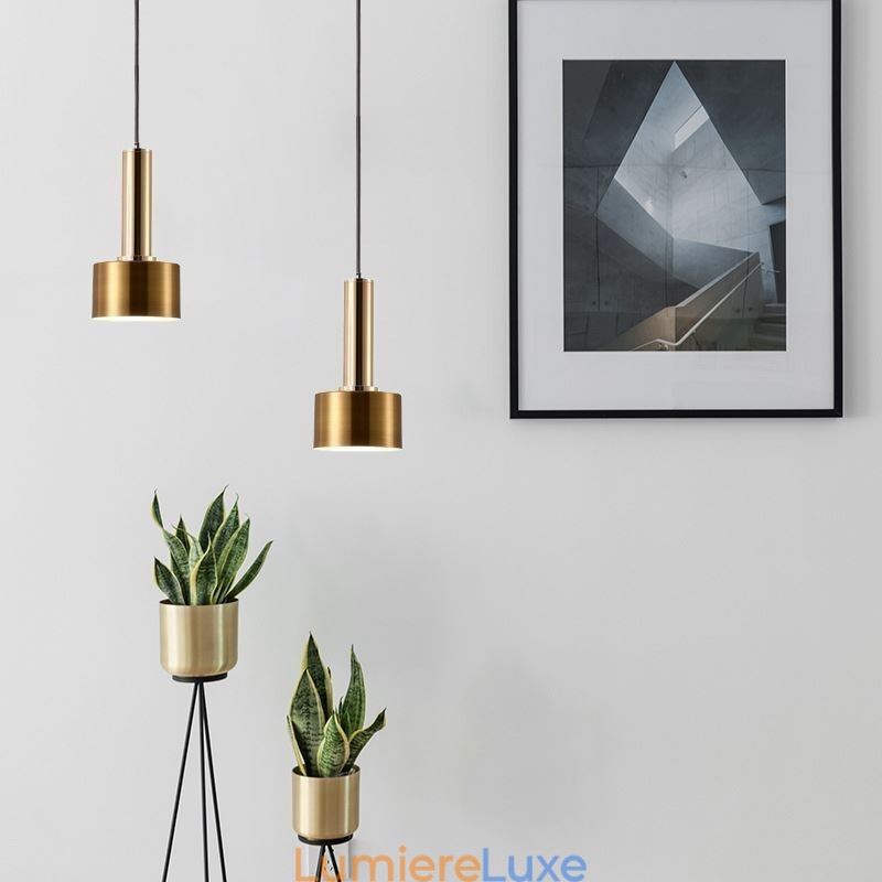 Lampe suspendue simple et moderne en forme de cylindre, éclairage en aluminium