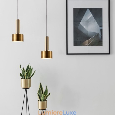 Lampe suspendue simple et moderne en forme de cylindre, éclairage en aluminium Lampe suspendue simple et moderne en forme de cylindre, éclairage en aluminium