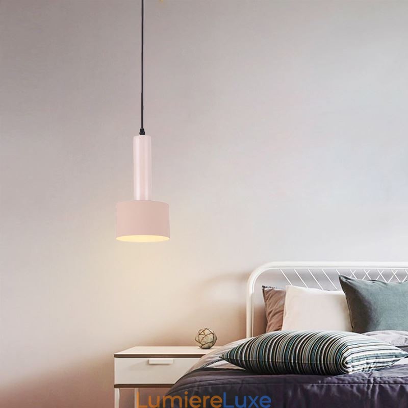 Lampe suspendue simple et moderne en forme de cylindre, éclairage en aluminium