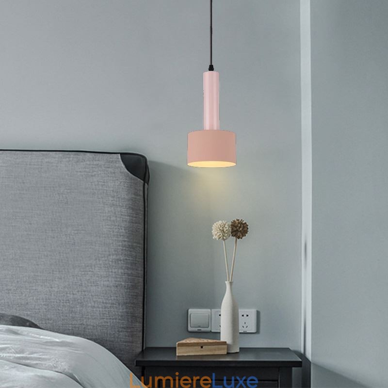 Lampe suspendue simple et moderne en forme de cylindre, éclairage en aluminium