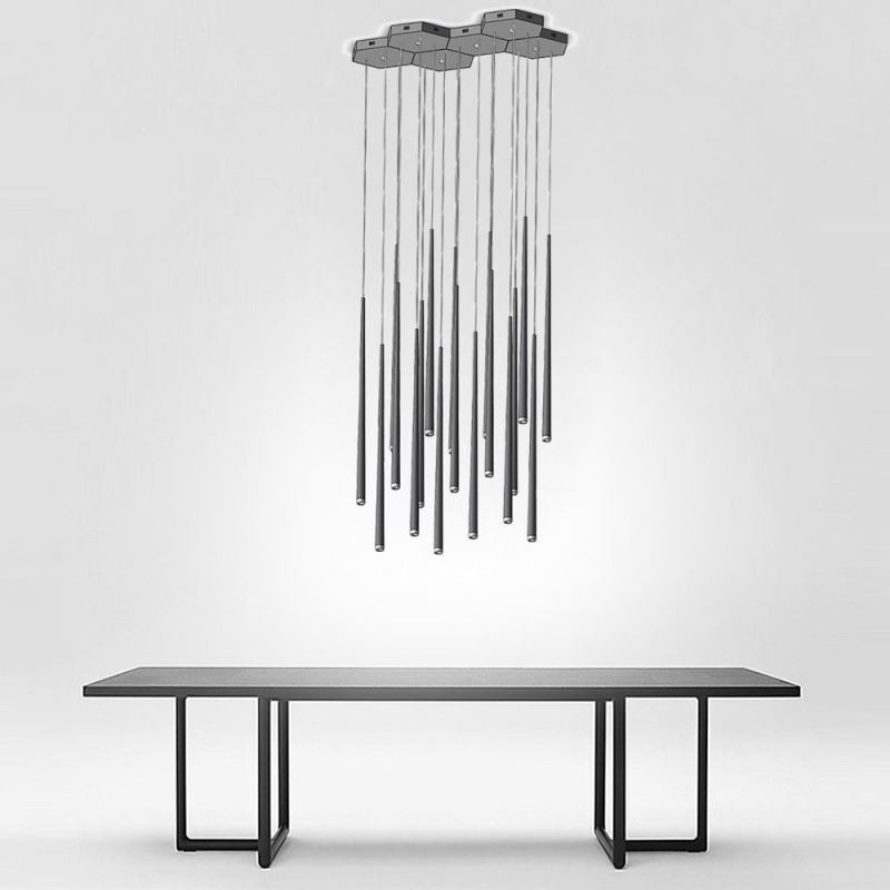 Lampe suspendue simple et moderne en forme de cylindre, éclairage pluie de météores