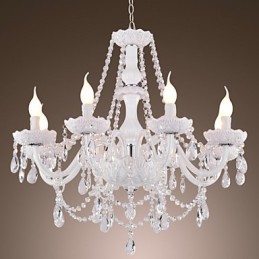 Lustre en cristal blanc moderne à 8 lumières