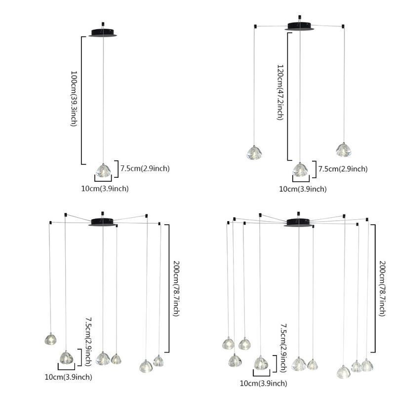 Lustre en cristal moderne à suspension, éclairage d'intérieur