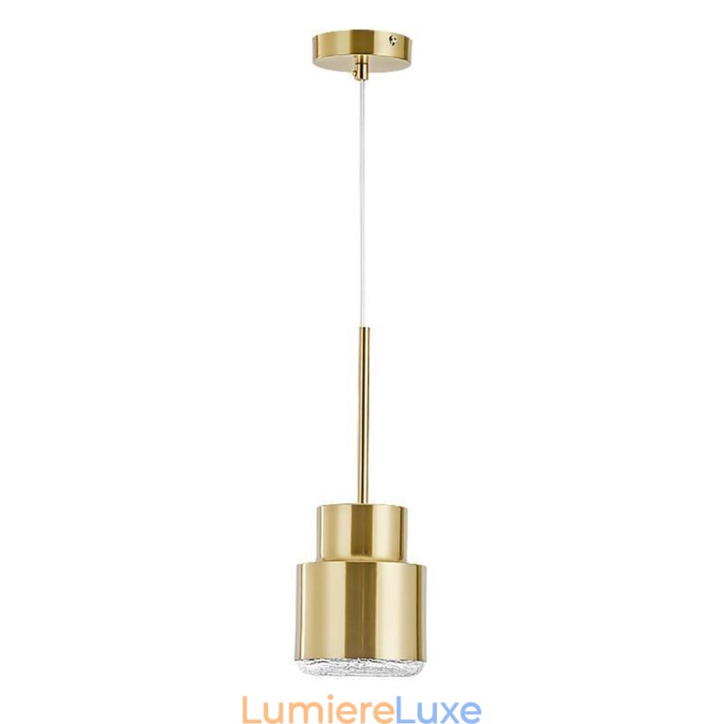 Suspension en verre postmoderne, lampe cylindrique dorée, éclairage lumineux
