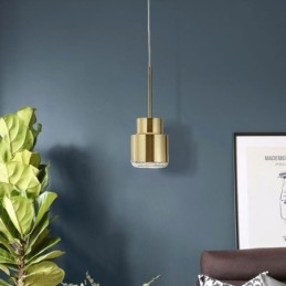 Suspension en verre postmoderne, lampe cylindrique dorée, éclairage lumineux