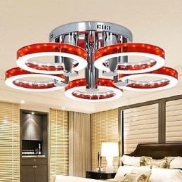 Lustre moderne en acrylique rouge à 5 lumières (finition chromée)