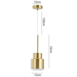 Suspension en verre postmoderne, lampe cylindrique dorée, éclairage lumineux