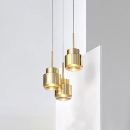 Suspension en verre postmoderne, lampe cylindrique dorée, éclairage lumineux