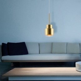 Suspension en verre postmoderne, lampe cylindrique dorée, éclairage lumineux