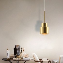 Suspension en verre postmoderne, lampe cylindrique dorée, éclairage lumineux