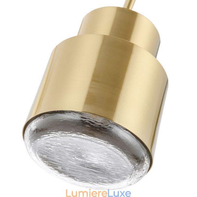 Suspension en verre postmoderne, lampe cylindrique dorée, éclairage lumineux