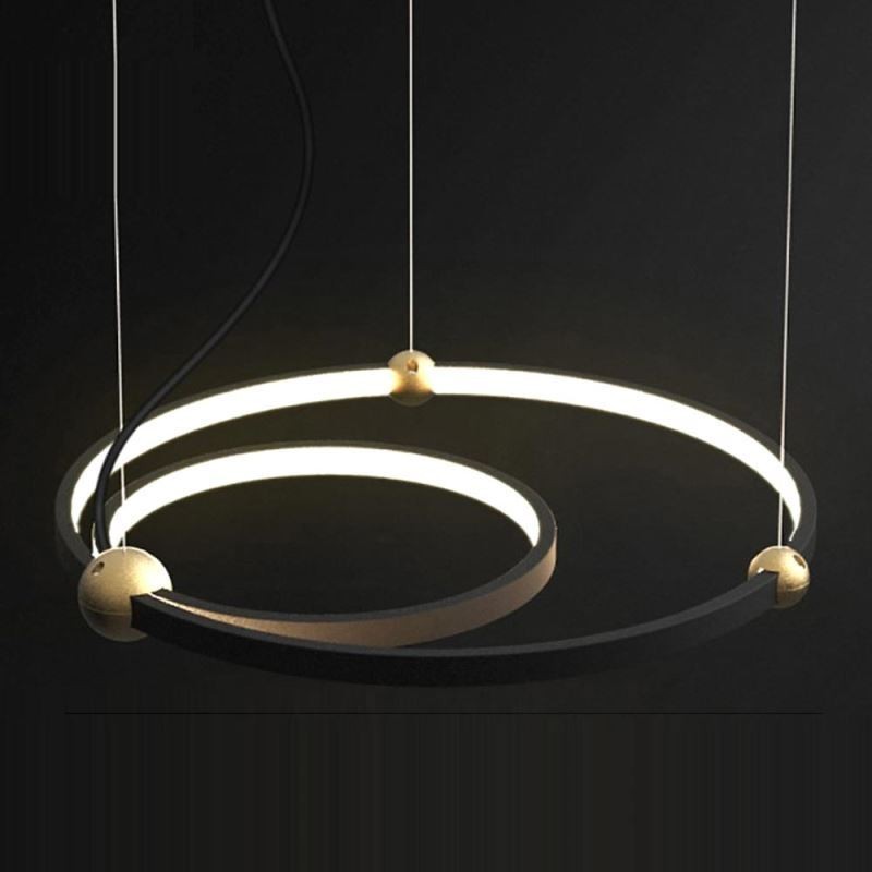 Suspension circulaire noire à 2 anneaux