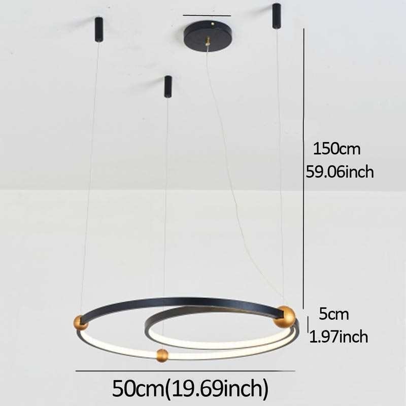 Suspension circulaire noire à 2 anneaux