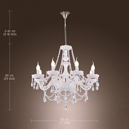Lustre en cristal blanc moderne à 8 lumières