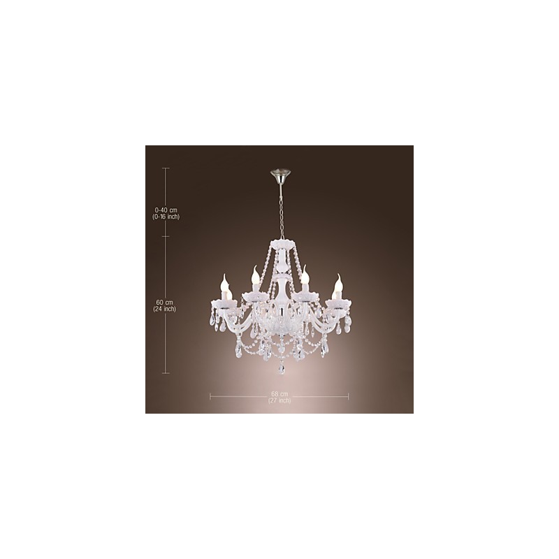Lustre en cristal blanc moderne à 8 lumières