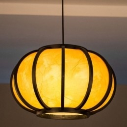 Suspension japonaise créative en bambou, style moderne et simple, luminaire rond pour salon de thé