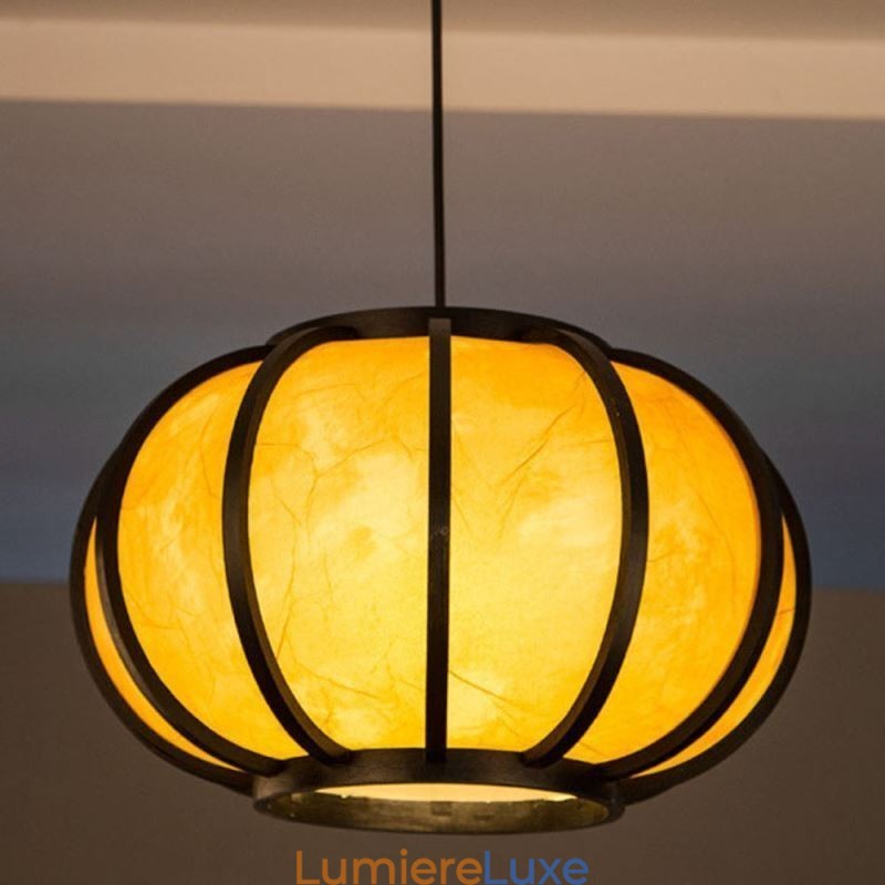 Suspension japonaise créative en bambou, style moderne et simple, luminaire rond pour salon de thé
