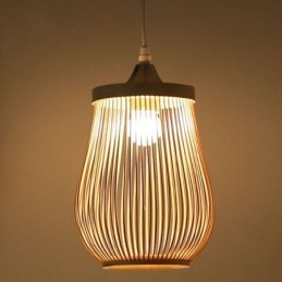 Suspension cage creuse en bambou moderne