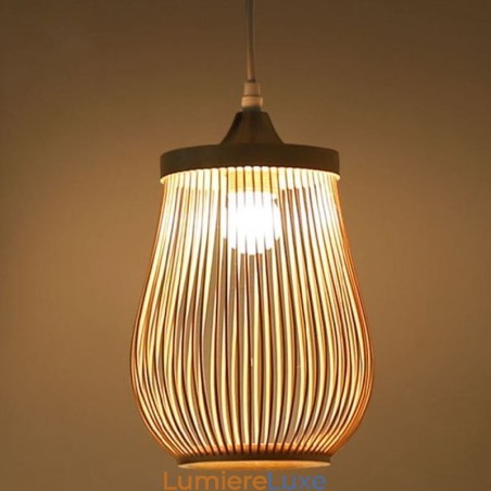 Suspension cage creuse en bambou moderne Suspension cage creuse en bambou moderne